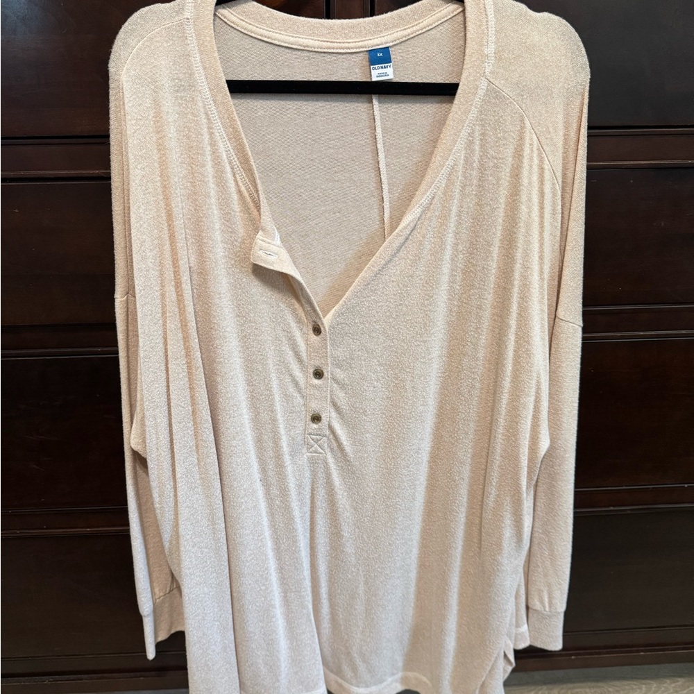 Old Navy Beige Henley Style Shirt